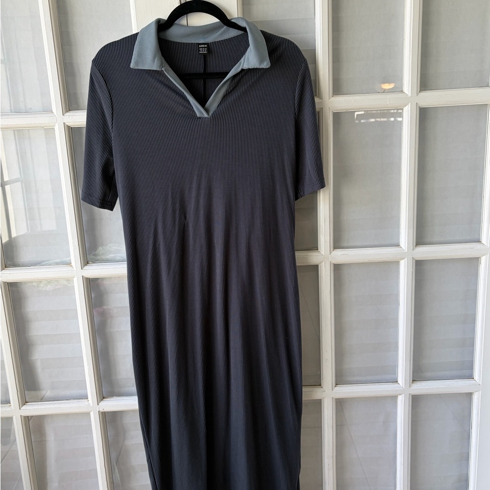 SHEIN Charcoal and Light Gray Maxi Dress